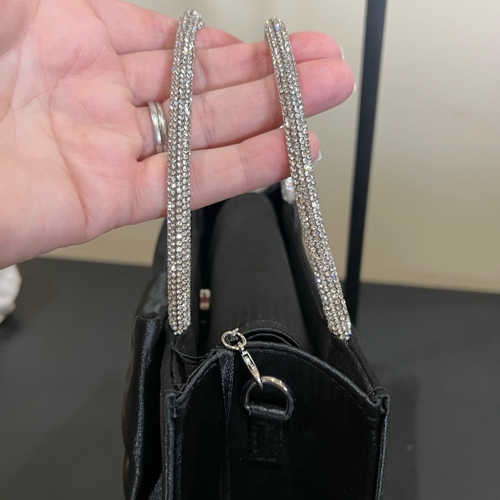 House Of Harlow | Black Mini Bag w/ Removable Crossbody & Rhinestone Handles 🖤💎 - Picture 6 of 12